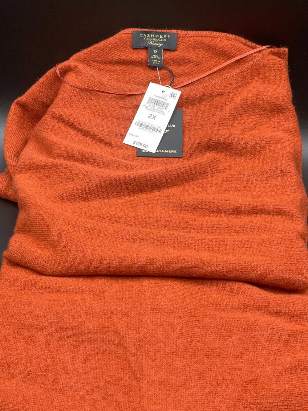 NWT Charter Club Luxury 100% Cashmere Sweater Bronze Pecan - Size 2X